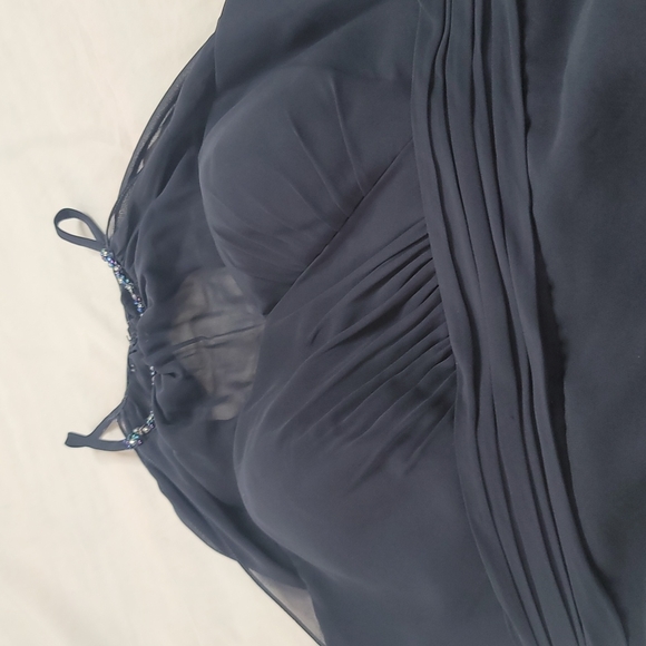 Symphony of Venus dark blue prom wedding chiffon gown sz 12 - Picture 15 of 15